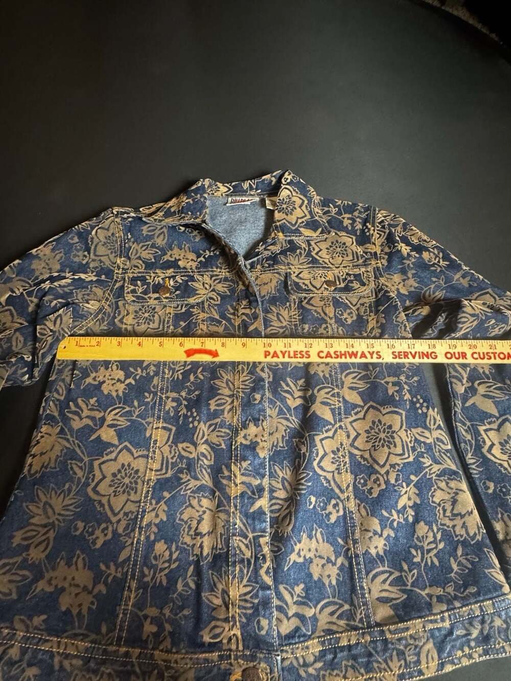 Bill Blass Petite Floral Print Denim Jacket Size PM - Picture 4 of 7